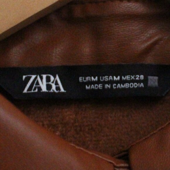 Zara Brown Leather Jacket Shacket Top - Picture 3 of 3